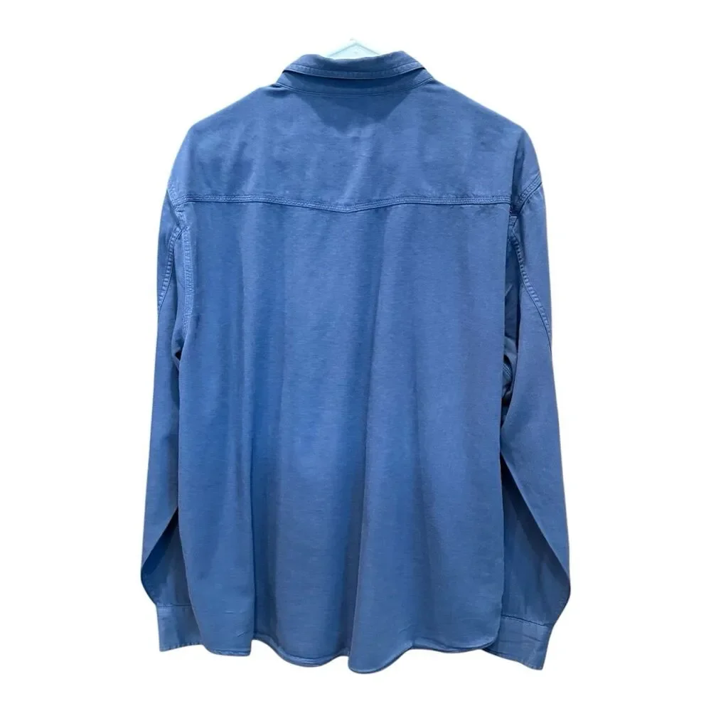 Lucky Brand Snap Front Western Utility Shirt Blue Long Sleeve Mens Size XL - Picture 12 of 13